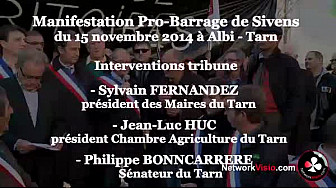 Barrage de Sivens Manifestation des Pro-Barrage du 15 novembre 2014 à Albi : discours de Jean-Luc HUC Chambre d'Agriculture