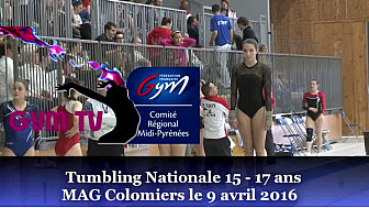 Gymnastique Tumbling: Margaux DAIRAINE du Coquelicot Toulouse Gym aux Championnat Sud en Tumbling 18ans et + le 9 avril 2016 &agrave; Colomiers @FFGymnastique