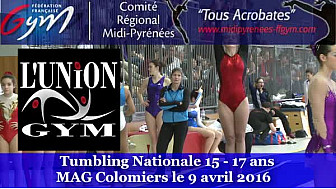 Gymnastique Tumbling: Perrine MARPINARD de l'Union Gym en Nationale 15-17ans le 9 avril 2016 &agrave; Colomiers @FFGymnastique 