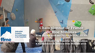 Sol&egrave;ne MOREAU est devenue Championne de France Minime 2016 d'Escalade Bloc le 29 f&eacute;vrier au CRESP de Toulouse @ffme1 #TvLocale-fr