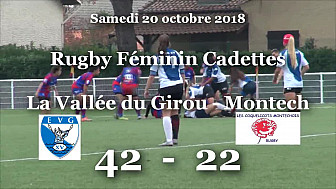Rugby Féminin Cadettes: rencontre à Toulouse La Vallée du Girou Stade Toulousain - Montech 42 - 22