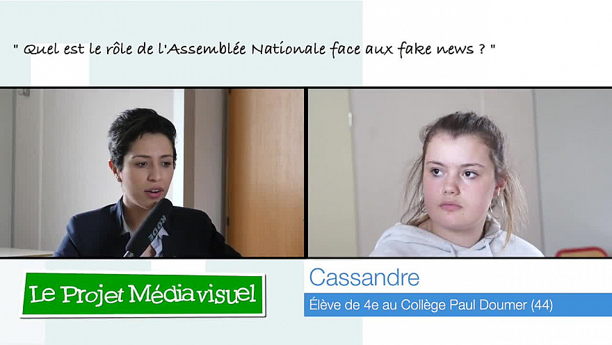 Cassandre, 13 ans, rencontre la Députée Sarah El Haîry 'Quel est le rôle de l'Assemblée Nationale face aux fakes news?' @sarahelhairy